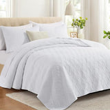 Lavsiry White Queen Size Quilt Bedding Set with Pillow Shams, Summer Lightweight Bedspread Coverlet, Soft Quilted Blanket Thin Comforter for All Seasons Lavsiry