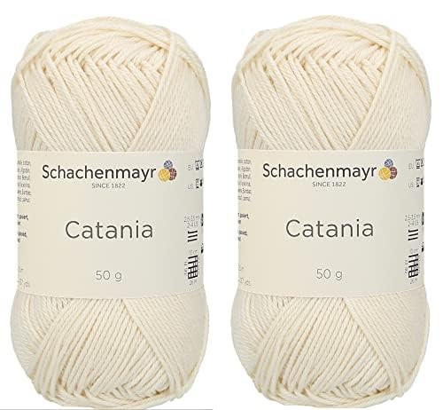 [ Set of 2 Skeins ] SMC Catania Originals 100% Mercerized Cotton Yarn, Total 3.52 Oz. Each 1.76 Oz (50g) / 136 Yrds (125 m) Amigurumi Yarn Fine-Sport 2 (130 Cream) Generic