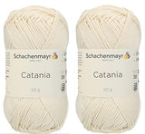[ Set of 2 Skeins ] SMC Catania Originals 100% Mercerized Cotton Yarn, Total 3.52 Oz. Each 1.76 Oz (50g) / 136 Yrds (125 m) Amigurumi Yarn Fine-Sport 2 (130 Cream) Generic