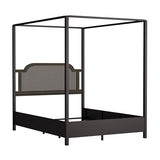 Hillsdale Melanie Wood and Metal Queen Canopy Bed with Low Footboard, Oiled Bronze Hillsdale