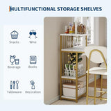 Garvee Dining Table Set for 2, 3-Piece Expandable Bar Table and Chairs Set, with Storage Shelves and Wine Rack, Small Kitchen Dining Set for Living Room, Apartment Garvee