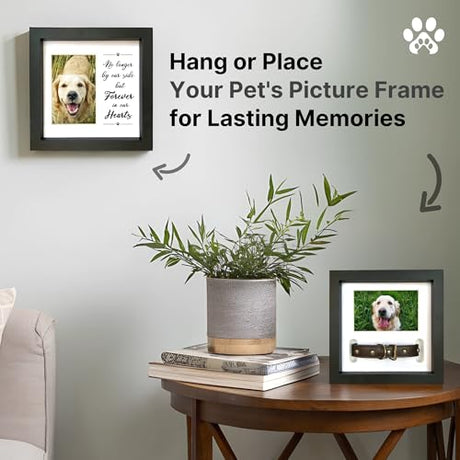 PAWCEPTIVE Dog Memorial Picture Frame with 5 Display Options- Dog Collar Memorial Frame Gift - Cat or Dog Pet Loss Gift for a Grieving Friend - Pet Remembrance Gift and Sympathy Photo Keepsake PAWCEPTIVE