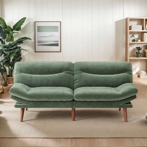 75″Futon Sofa Bed,3-in-1 Futon Couch w/Adjustable Backrest & Armrests, Convertible Sleeper Sofa Bed, Small Folding Sleeper Recliner w/Removable Cushion for Apartment, Living Room,Office (75in,Green) AMADA HOMEFURNISHING