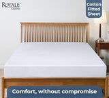 Royale Linens 100% Organic Cotton Fitted Sheet - Percale Weave - Super Soft Deep Pocket Bottom Sheets - White Elastic Sheet Twin Size - Twin Fitted Sheets Only - (39"x75"+15", White) ROYALE LINENS