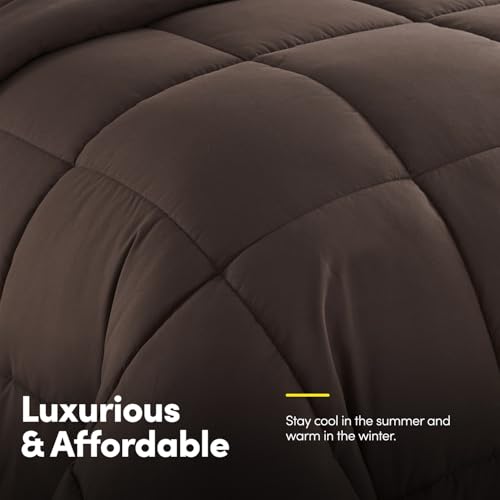 Twin Comforter Set with Sheets - 5-Piece Bedding Collection - 1 Comforter, 1 Fitted Sheet, 1 Flat, 2 Pillowcases - Deep Pocket - Soft & Premium Quality - Ideal for All Seasons, Chocolate Brown Sweet Home Collection