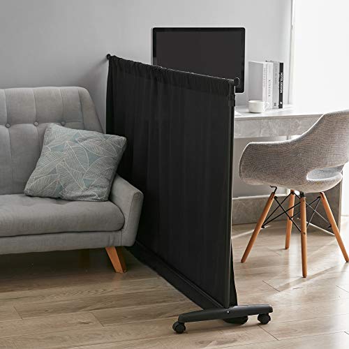 Don't Look at Me® - Privacy Room Divider - Basics Extendable - Black Frame with Black Fabric DormCo