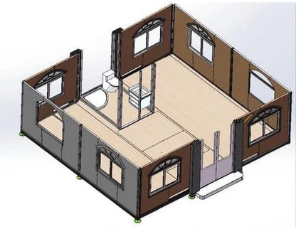 Portable Prefabricated Tiny Home 19x20ft, Mobile Expandable Plastic Prefab House for Hotel, Booth, Office, Guard House, Shop, Villa, Warehouse, Workshop - WoodArtSupply