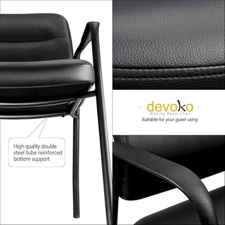 Devoko Waiting Room Office Reception Chairs Executive Leather Guest Chairs with Armrest Ergonomic Upholstered Lumbar Support Side Chairs (2 Pack) Devoko