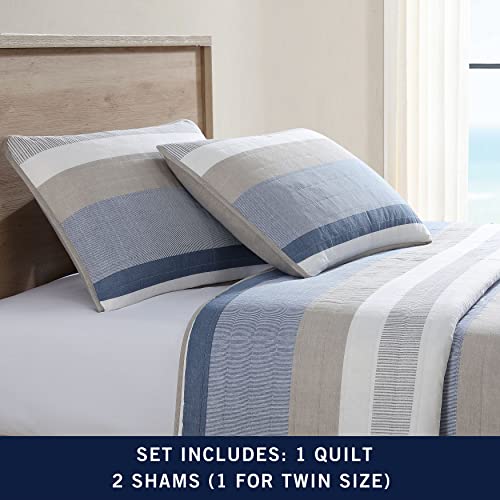 Nautica - Twin Quilt Set, Soft & Breathable Cotton Bedding with Medium Weight Feel, Reversible 2 Piece Bed Set with Matching Pillowcase (Galewood Blue) Nautica