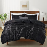 Lanest Housing Twin Size Satin Comforter Set Black, 2 Pieces Soft and Lightweight Silk Bedding, All Season Fluffy Down Alternative Comforter Bed Set Lanest Housing