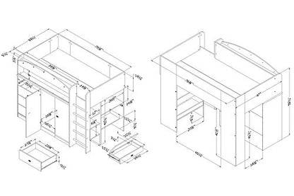 South Shore Tiara Loft Bed with Desk, Twin