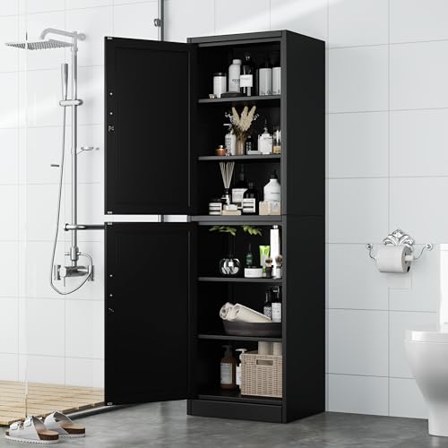 Ckzbx Metal Locker Tall Narrow Storage Cabinet, 67" H Locking Tool File Cabinets Snack Locker Organizer for School Classroom,Bedroom,Gym Home Office,Entryway and Hallway (20" W 2Door Black) Ckzbx