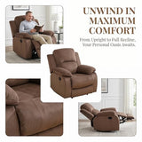 Trygoal Manual Recliner Chair, Nursery Rocking Chair, Velvet Recliner Chair for Adults, Lazy Boy, Gaming Recliner wih Overstuffed Arms, Suitable for Home Theater, Living Room, Bedroom, Brown