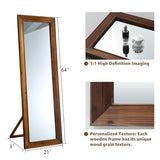 MELOMOIR Rustic Farmhouse Full Length Mirror, 64"x21" Wood Frame Floor Mirror, Free Standing Mirror Leaning Hanging Mirror, Long Mirror for Bedroom Living Room Cloakroom, Wood MELOMOIR