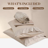 Bedlifes Deep Pocket Sheets 18-24 Inch, Queen Size Egyptian Cotton 1000 Thread Count, 4-Piece - Fits Extra Thick Mattresses, Cooling & Breathable (Linen) Bedlifes