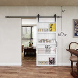 BARNER HOME 36in x 84in Sliding Barn Door, Shelf Style, Made of Primed MDF, Sliding Door with 6.6 ft Hardware Kit BARNER HOME