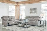Signature Design by Ashley Barnsana Minimalist Power Reclining Loveseat with Console and USB Charging Ports, Light Gray Signature Design by Ashley