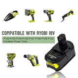 2 Pack 6.0Ah P108 18Volt Replacement Battery Compatible with Ryobi 18V Lithium-Ion Battery P109 P107 P105 P104 P103 P102 P190 (Green) Boetpcr