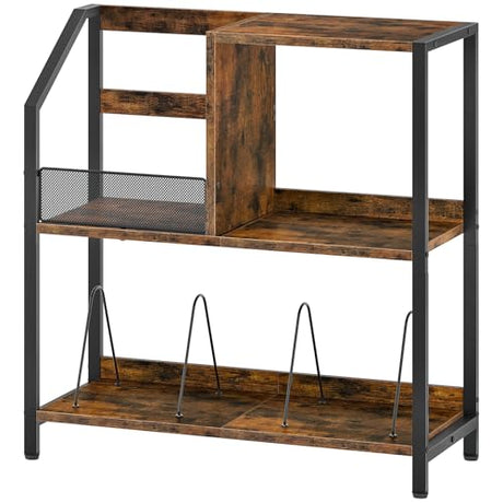 CHOEZON Large Record Player Stand, Vinyl Record Holder, Vinyl Display Rack, Rustic Turntable Display Stand, for Books, Rustic Brown and Black TCW08BF CHOEZON