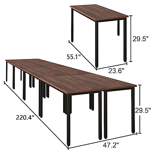 Bonzy Home Conference Tables 18ft Office Computer Desk for Meeting Room Study Writing Printer Table Meeting Seminar Table for 20 People Rustic Vintage Walnut 8PCS 220.4"x47.2"x29.5" Bonzy Home
