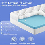 OhGeni Cooling 4 inch Dual Layer Twin Mattress Topper, 2 inch Cooling Gel Memory Foam, 2 inch Down Alternative Pillow Top Pad, Mattresses Cover for Bed, Medium Support, Fits 6”-19” Deep Pocket OhGeni