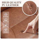 Home Office Desk Chair Retro Faux Leather Chair with Lumbar Support &Rubber Wheels, Mid Back Ergonomic Computer Chair Swivel Rolling Work Chair Coolka
