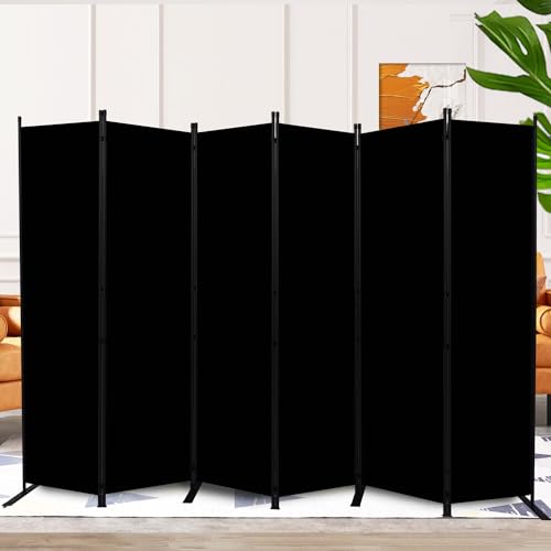 Room Divider and Folding Privacy Screens 6 Panel, 11 Ft Wide Room Partitions Dividers, Portable Room Divider Screen for Room Separtition, Folding Wall Dividers for Rooms, Office, Bedroom, Studio Black HOMSCREENER