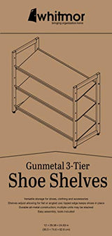Whitmor Steel Mesh 3-Tier Shoe Rack, Gunmetal Gray Whitmor