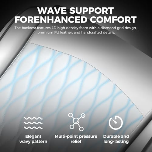 ANBEGE Gaming Chair, Ergonomic Computer Chair with Footrest and Lumbar Support,Office Chair Adjustable PU Leather Racing Executive Swivel Rolling Chair (White) ANBEGE