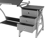 SD STUDIO DESIGNS 2 14 Piece Comet Center Plus, Craft Table and Matching Stool Set with Storage and Adjustable Top, 50x23.75x29.5 inches, Silver/Black SD STUDIO DESIGNS