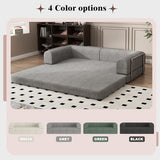 Doppeltcharms 79" 5-in-1 Convertible Sleeper Sofa Bed, No Assembly Corduroy Modular Futon Couch with Fixed Metal Armrests, Compressed in a Box, Pet-Friendly Sofa for Living Room Apartment, Dark Grey Doppeltcharms