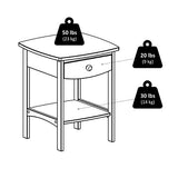 Winsome 22 x 18 x 18-Inch Wood Curved End Table/Night Stand With One Drawer, Brown (94918) Winsome