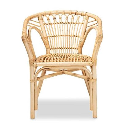 Baxton Studio Kaka Natural Rattan Dining Chair - WoodArtSupply