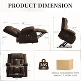 Korser Power Lift Recliner Chair for Elderly with Massage and Heat, Oversized Electric Recliner with Side Pockets, Living Room, Waffle, Brown
