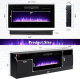 Breezestival Fireplace TV Stand with Two Hinged Doors for TVs UP to 80", Modern Electric Fireplace Entertainment Center with LED Lights & Storage Cabinets, TV Stand for Living Room 70" Black 21007BK Breezestival