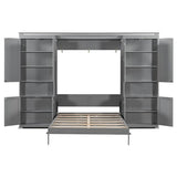 XD Designs Modern Full Murphy Bed with Dual Sliding Doors Storage Cabinets, Wood Hidden Wall Bed with Dual 6-Tier Side Shelves, Large-Capacity Space-Saving (Gray-12.9) XD Designs