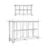 SIMPLIHOME Acadian SOLID WOOD 57 inch Wide Rustic 8 Cube Storage Sofa Table in Brunette Brown with Storage, 8 Shelves, for the Living Room Entryway and Bedroom SIMPLIHOME