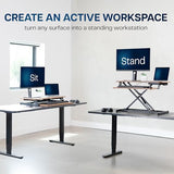 VIVO Height Adjustable 32 inch Stand Up Desk Converter, Quick Sit to Stand Tabletop Dual Monitor Riser Workstation, Rustic Vintage Brown Desktop, Black Frame, DESK-V000SN VIVO