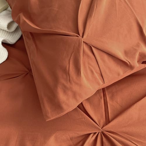 Maple&Stone Full Size Comforter Sets, 7 Pieces Bedding Sets Full, Pintuck Bed in a Bag Bed Set with Comforter, Sheets, Pillowcases & Shams - Burnt Orange Maple&Stone