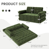 DSNAPE 59" Convertible Sofa Bed, 5-in-1 Folding Loveseat Sleeper Chair with Pillows Removable Armrests, Fold Out Boneless Couch Futon Floor Mattress Lounge for Apartment Dorm Living Room - Green, Full DSNAPE