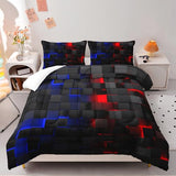 Nttopship Red and Blue Checkered Comforter Set Queen Honeycomb Bedding Sets 3PCS for Kids Teen Adult Boy Room Decor Ultra-Soft Lightweight Microfiber 1 Comforter with 2 Pillowcases Nttopship