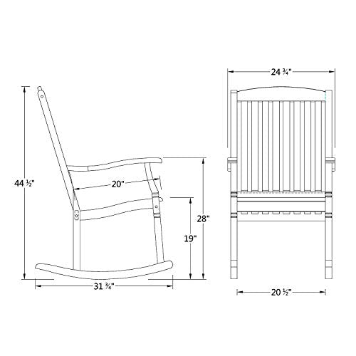 Cambridge Casual Arie Patio Porch Rocking Chair for Outdoor, Single Item/Natural Teak