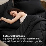 Bedsure Premium Series 7 Piece Black Queen Comforter Set, Goose Down Alternative, All Season Medium Warmth, Soft Hotel Luxury Bed in a Bag, Safe for Sensitive Skin, Includes Sheets Pillowcases Shams Bedsure
