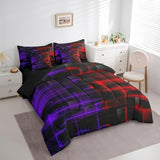 Feelyou Red and Purple Comforter Set with Sheets 7 Piece Queen Size Kids Geometric Bed in a BagStrip Lines Bedding Set Abstract Art Bed Set with Comforter, Sheets,Pillowcases,Cushion Covers Feelyou