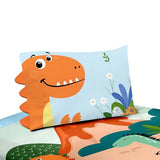 NiuOne 3D Cartoon Dinosaurs Kids Queen Sheets 4Pcs Dinosaurs Bed Sheets,3D Dinasour Pillowcases Decoration Bedroom Bedding Set Queen Size NiuOne