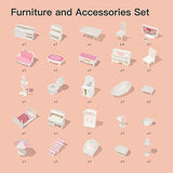 ROBUD Wooden Dollhouse for Kids Girls, Toy Gift for 3 4 5 6 Years Old, with Furniture ROBUD