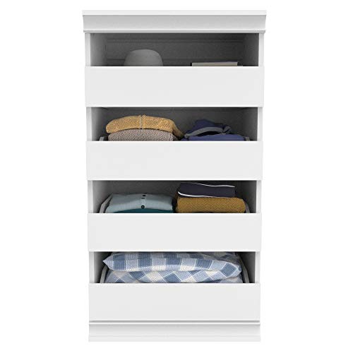 ClosetMaid Modular Storage Unit with 4 Drawers, Wood Closet Organizer, Stacking, Full Backer, Storage, Decorative Trim, White ClosetMaid