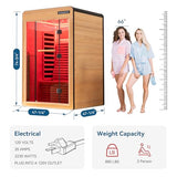 Woodbridge Infrared Home Sauna Room 2 Person Hemlock Wooden Indoor Sauna,7 Carbon 2230W/120V Heaters,with Led Color Therapy Light,Bluetooth Speaker,Tempered Glass,Touch-Tone Keypad and A Top Vent WOODBRIDGE