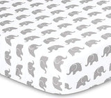 The Peanutshell 3 Piece Baby Crib Bedding Set for Boys & Girls - Newborn, Infant & Toddler Nursery Bed Set Decor with Fitted Crib Sheet, Dust Ruffle Comforter - Elephant Walk The Peanutshell