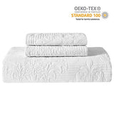 Hansleep White Quilt Queen Size - Damask Ultrasonic Summer Bedspread Queen, Soft Lightweight Coverlet Bedding Set, 3 Pieces (1 Quilt, 2 Pillow Shams) Hansleep